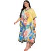 imageGypsie Blu Women Plus Size Kaftan Dress Evening Swimsuit Cover Up Beach Long Maxi Dresses VNeck Mumu for Summer CaftanYellow