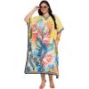 imageGypsie Blu Women Plus Size Kaftan Dress Evening Swimsuit Cover Up Beach Long Maxi Dresses VNeck Mumu for Summer CaftanYellow