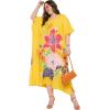 imageGypsie Blu Women Plus Size Kaftan Dress Evening Swimsuit Cover Up Beach Long Maxi Dresses VNeck Mumu for Summer CaftanYellow Flower Print