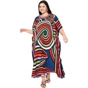 imageGypsie Blu Women Plus Size Kaftan Dress Evening Swimsuit Cover Up Beach Long Maxi Dresses VNeck Mumu for Summer CaftanDeep Blue