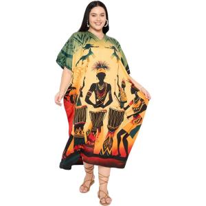 imageGypsie Blu Women Plus Size Kaftan Dress Evening Swimsuit Cover Up Beach Long Maxi Dresses VNeck Mumu for Summer CaftanYellow  Orange