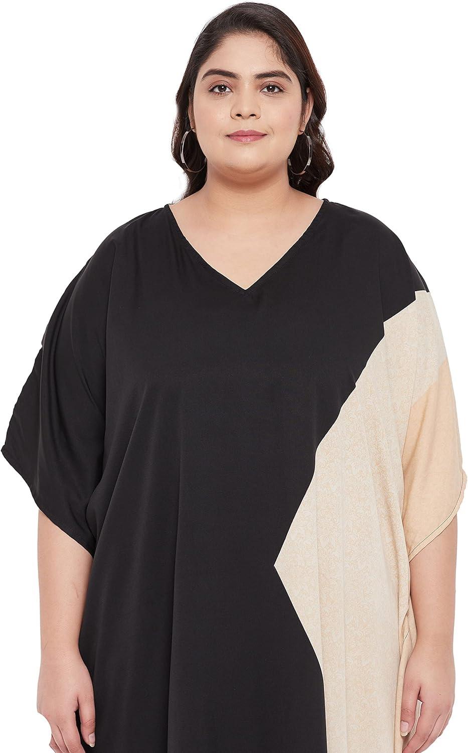 imageCaftans for Women Plus Size Polyester Maxi Beach Dresses Bathing Suit Cover Up Long Kaftan Swimsuit Coverup House DressBlack