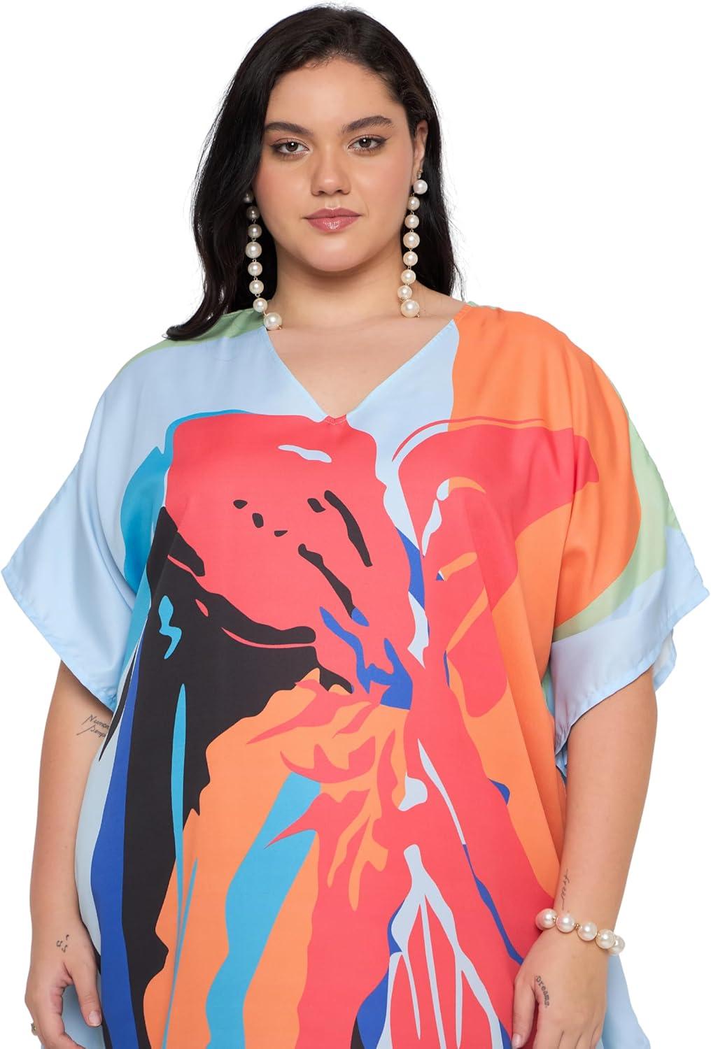 imageCaftans for Women Plus Size Polyester Maxi Beach Dresses Bathing Suit Cover Up Long Kaftan Swimsuit Coverup House DressDusty Rose