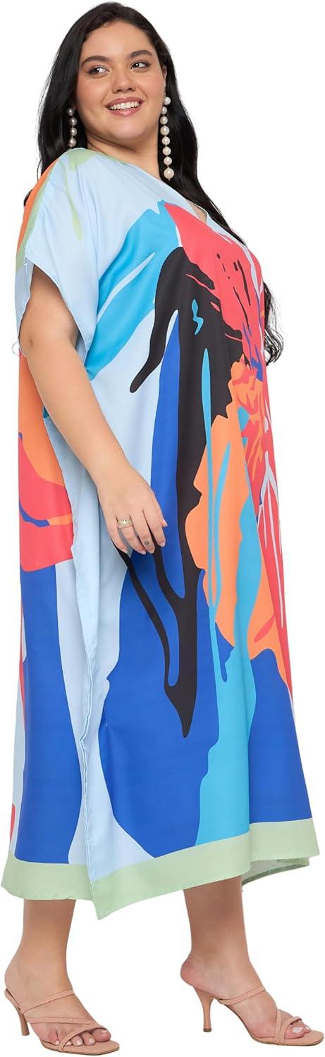 imageCaftans for Women Plus Size Polyester Maxi Beach Dresses Bathing Suit Cover Up Long Kaftan Swimsuit Coverup House DressDusty Rose