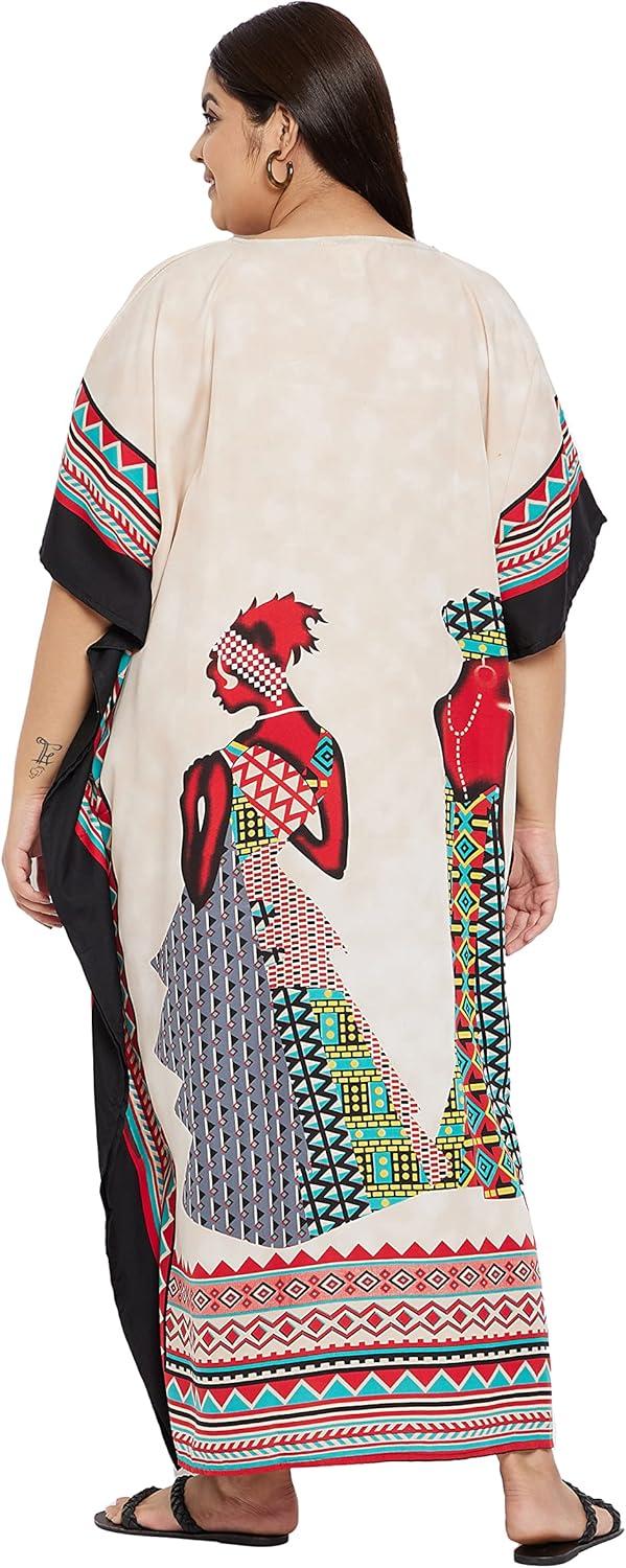 imageCaftans for Women Plus Size Polyester Maxi Beach Dresses Bathing Suit Cover Up Long Kaftan Swimsuit Coverup House DressLight Beige