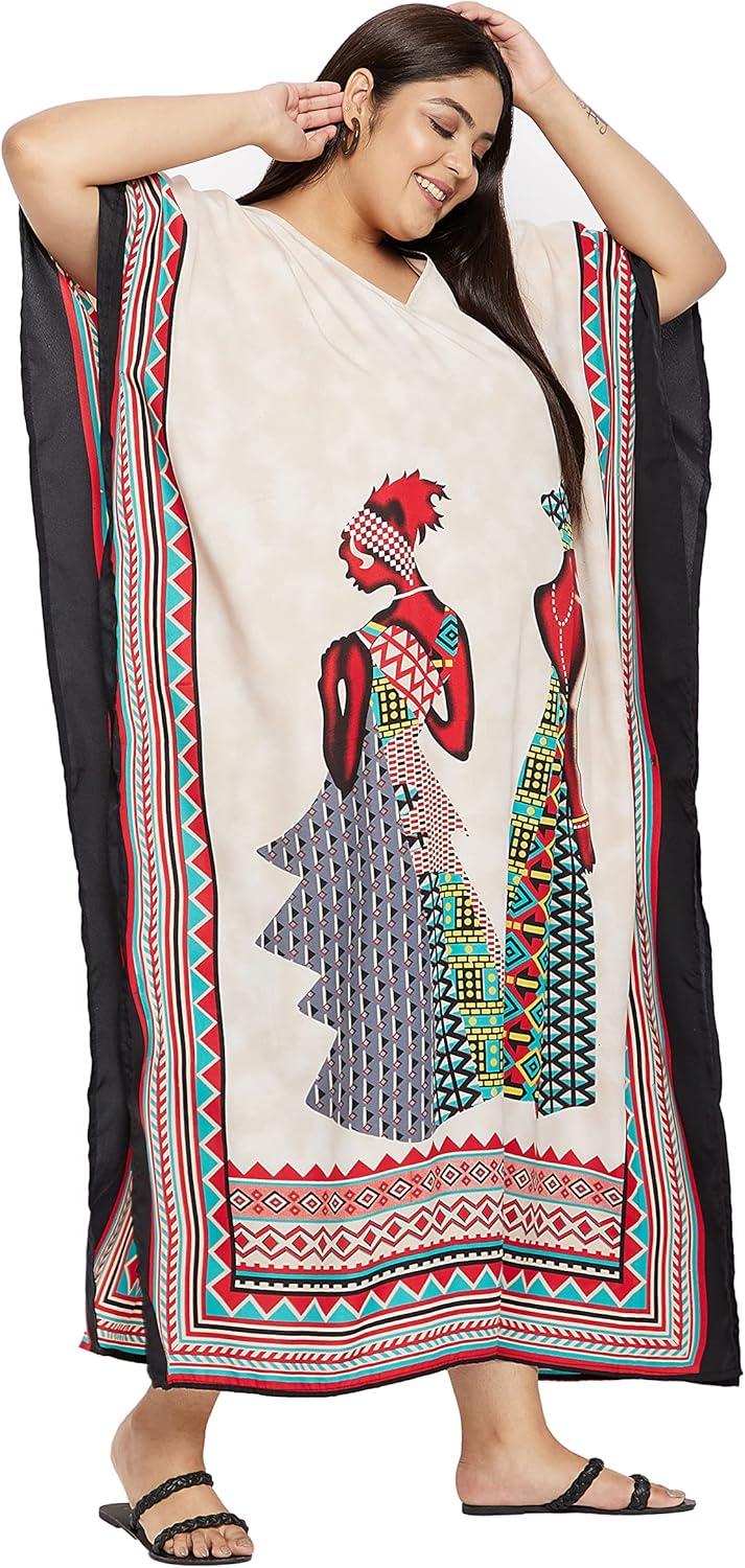 imageCaftans for Women Plus Size Polyester Maxi Beach Dresses Bathing Suit Cover Up Long Kaftan Swimsuit Coverup House DressLight Beige