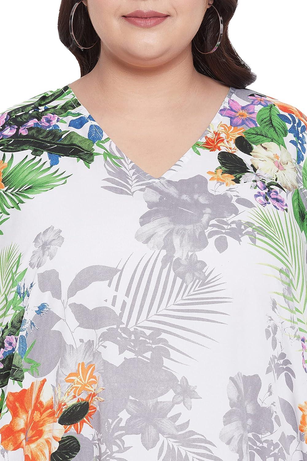 imageCaftans for Women Plus Size Polyester Maxi Beach Dresses Bathing Suit Cover Up Long Kaftan Swimsuit Coverup House DressMulti Color Floral Print