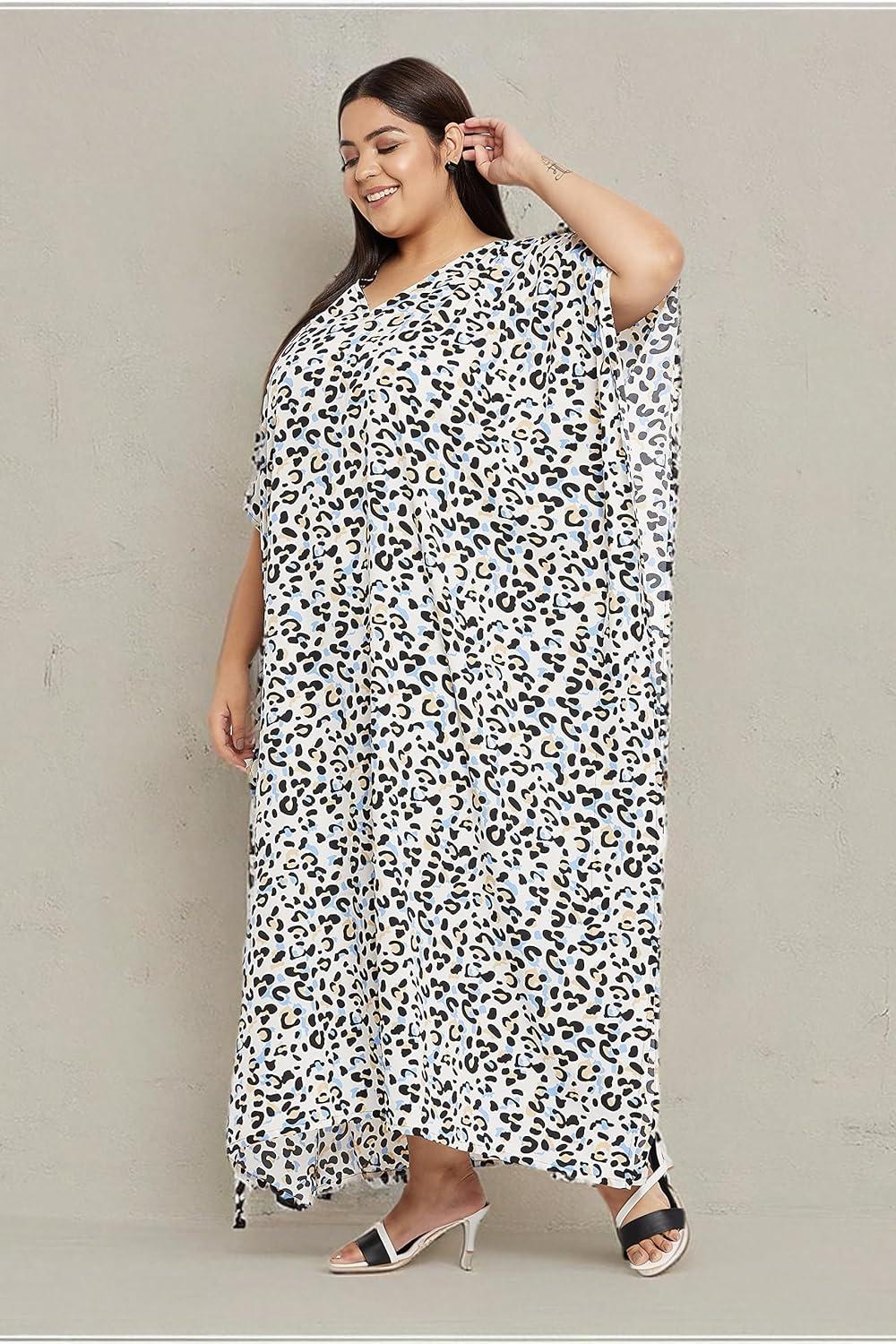 imageCaftans for Women Plus Size Polyester Maxi Beach Dresses Bathing Suit Cover Up Long Kaftan Swimsuit Coverup House DressOffwhite