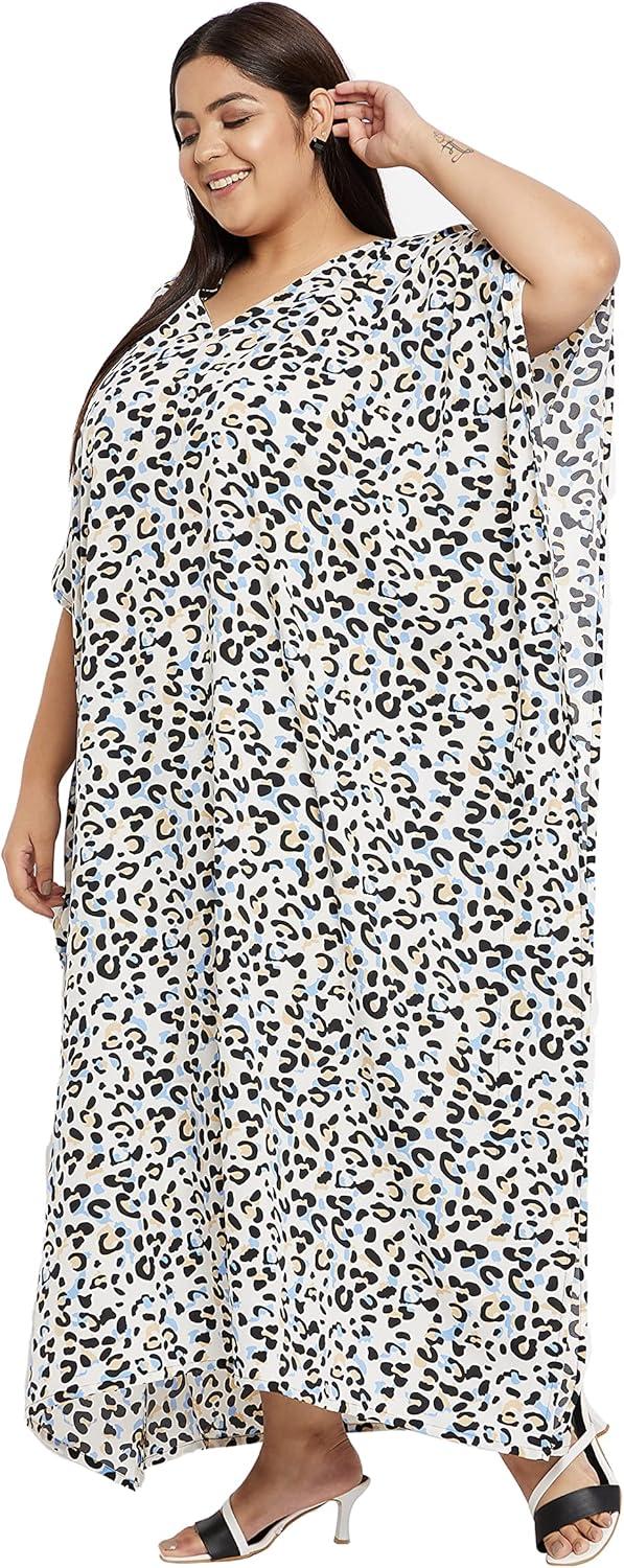 imageCaftans for Women Plus Size Polyester Maxi Beach Dresses Bathing Suit Cover Up Long Kaftan Swimsuit Coverup House DressOffwhite