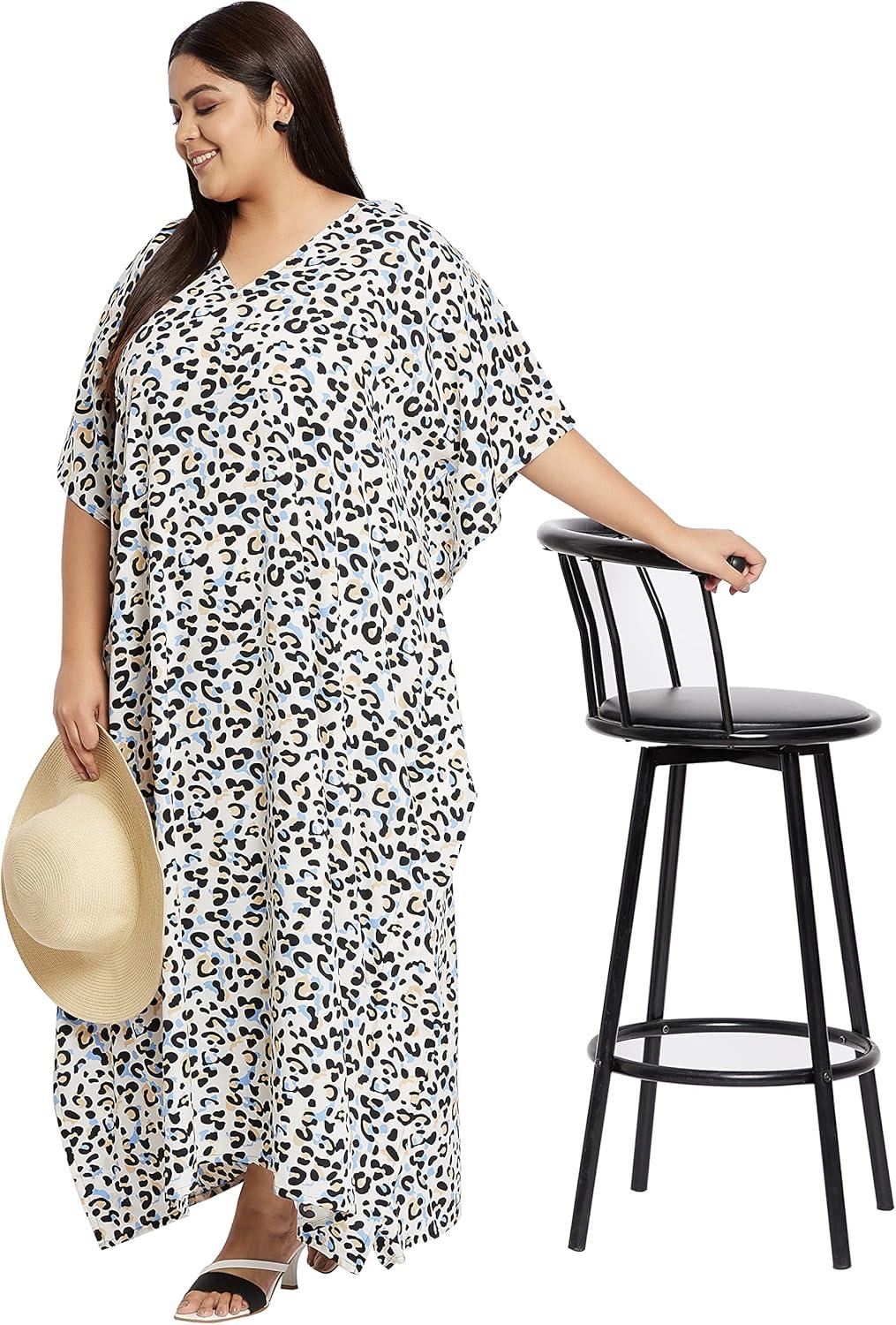 imageCaftans for Women Plus Size Polyester Maxi Beach Dresses Bathing Suit Cover Up Long Kaftan Swimsuit Coverup House DressOffwhite