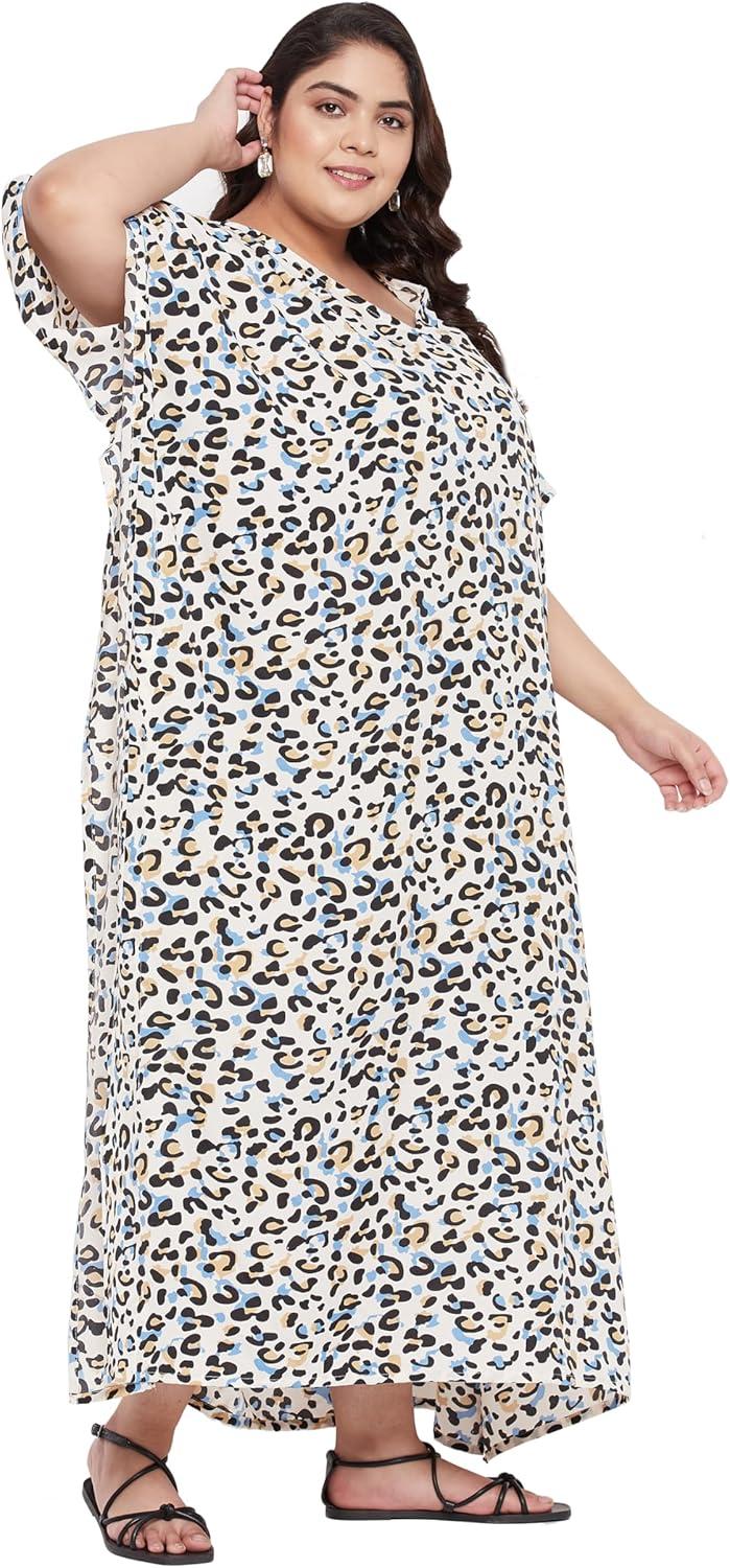 imageCaftans for Women Plus Size Polyester Maxi Beach Dresses Bathing Suit Cover Up Long Kaftan Swimsuit Coverup House DressOffwhite