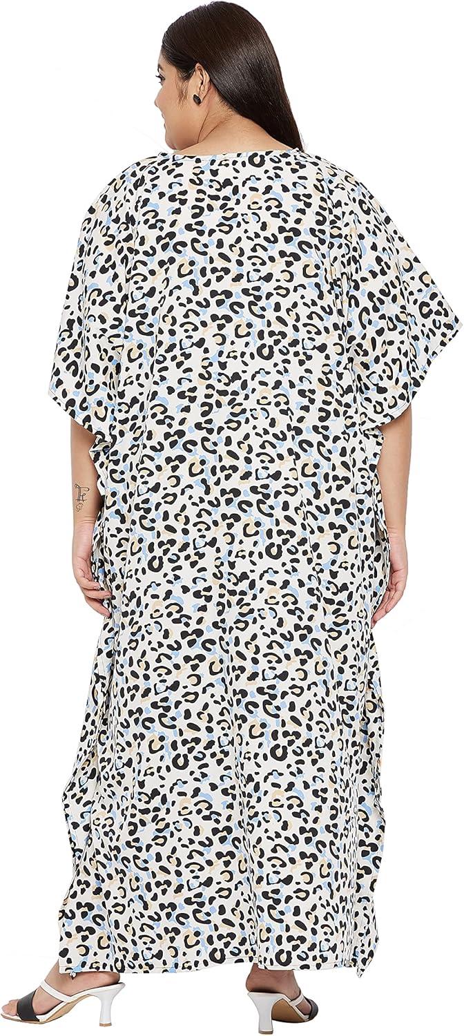 imageCaftans for Women Plus Size Polyester Maxi Beach Dresses Bathing Suit Cover Up Long Kaftan Swimsuit Coverup House DressOffwhite