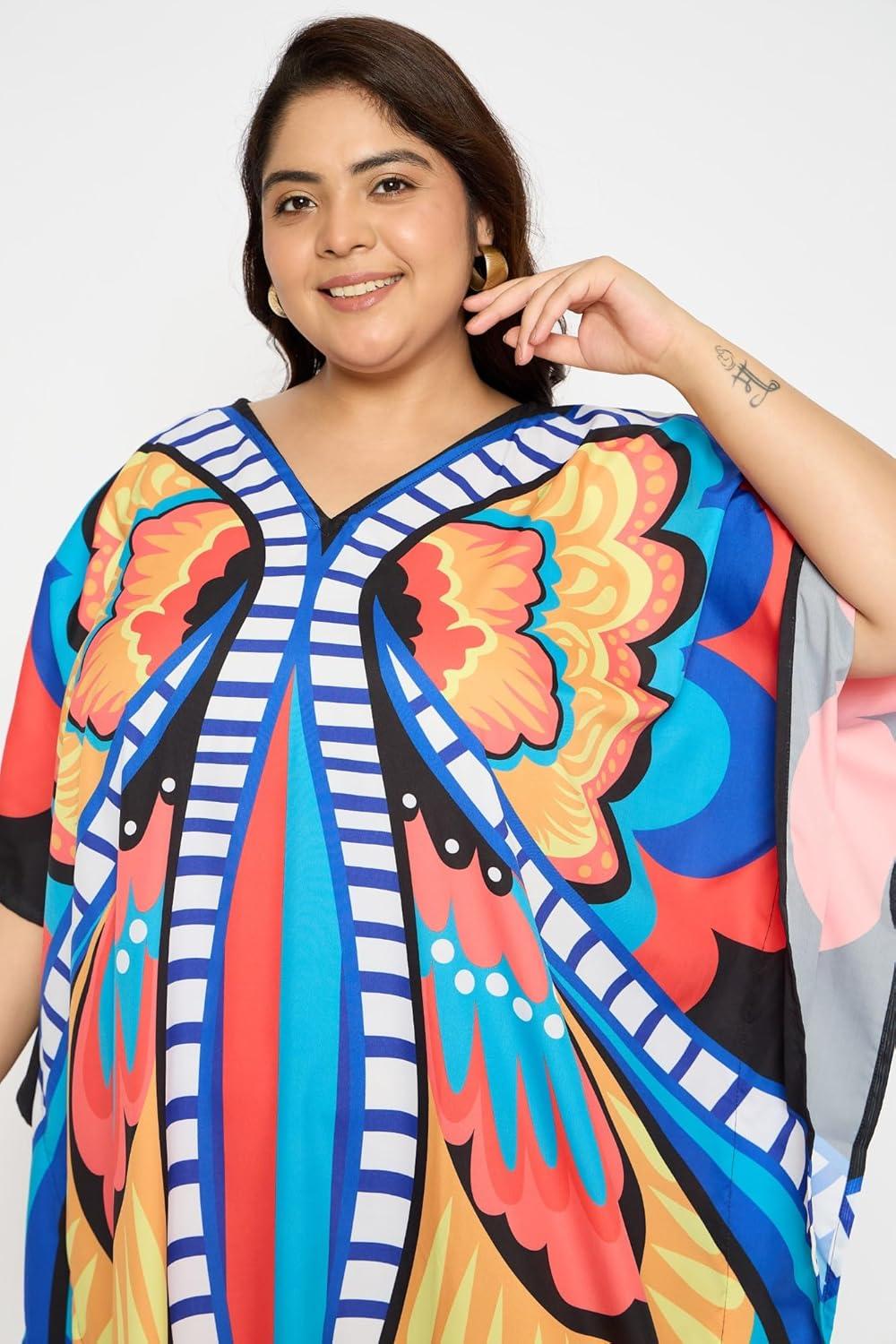 imageCaftans for Women Plus Size Polyester Maxi Beach Dresses Bathing Suit Cover Up Long Kaftan Swimsuit Coverup House DressPeach  Blue