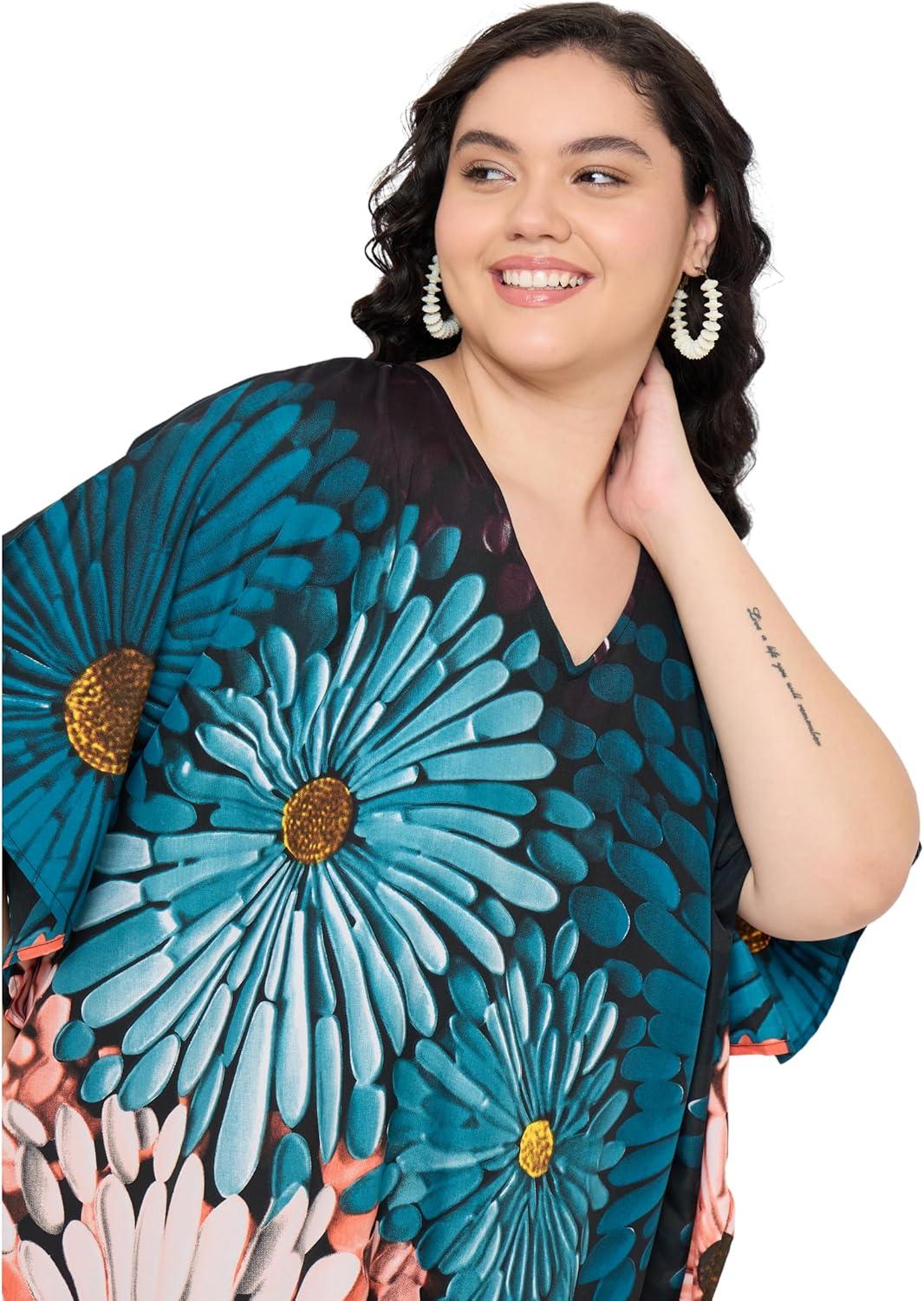 imageCaftans for Women Plus Size Polyester Maxi Beach Dresses Bathing Suit Cover Up Long Kaftan Swimsuit Coverup House DressTeal Blue  Coral Peach
