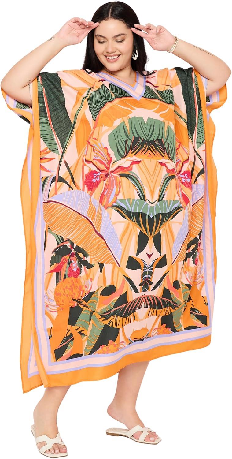 imageWomen Plus Size Caftans Polyester Bathing Suit Cover Up Dubai Kaftan Maxi House Dresses for SummerLight Blush Pink