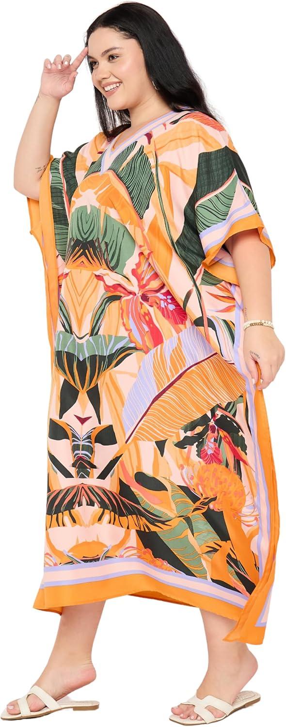 imageWomen Plus Size Caftans Polyester Bathing Suit Cover Up Dubai Kaftan Maxi House Dresses for SummerLight Blush Pink