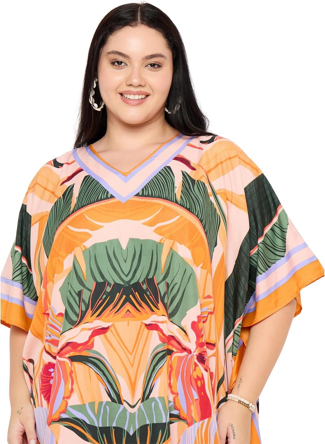 imageWomen Plus Size Caftans Polyester Bathing Suit Cover Up Dubai Kaftan Maxi House Dresses for SummerLight Blush Pink