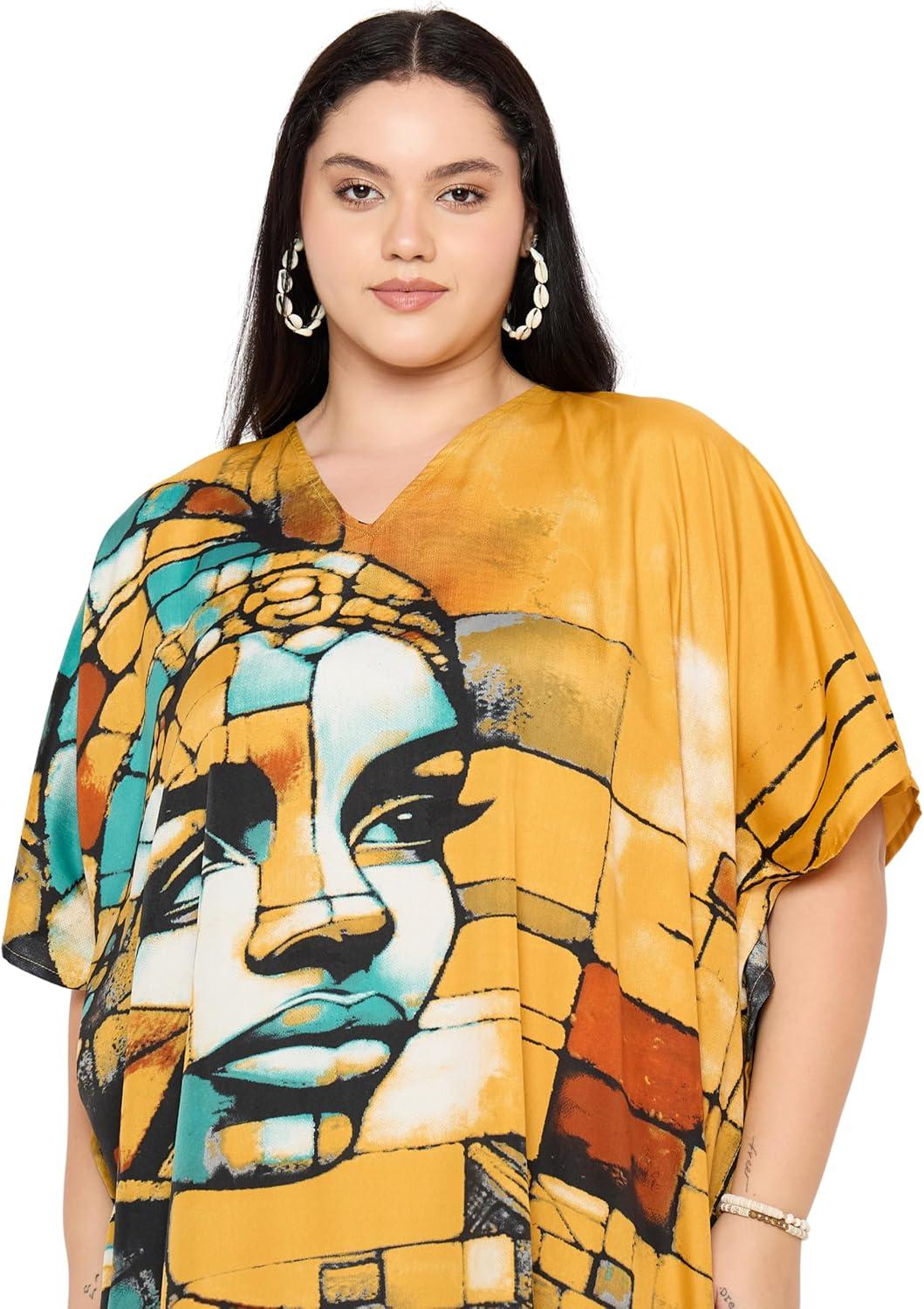 imageWomen Plus Size Caftans Polyester Bathing Suit Cover Up Dubai Kaftan Maxi House Dresses for SummerOrange
