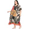 imageCaftans for Women Plus Size Polyester Maxi Beach Dresses Bathing Suit Cover Up Long Kaftan Swimsuit Coverup House DressBlack  Beige Leaf