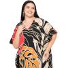 imageCaftans for Women Plus Size Polyester Maxi Beach Dresses Bathing Suit Cover Up Long Kaftan Swimsuit Coverup House DressBlack  Beige Leaf
