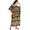 imageCaftans for Women Plus Size Polyester Maxi Beach Dresses Bathing Suit Cover Up Long Kaftan Swimsuit Coverup House DressBlack Animal