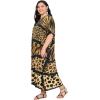 imageCaftans for Women Plus Size Polyester Maxi Beach Dresses Bathing Suit Cover Up Long Kaftan Swimsuit Coverup House DressBlack Animal