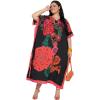 imageCaftans for Women Plus Size Polyester Maxi Beach Dresses Bathing Suit Cover Up Long Kaftan Swimsuit Coverup House DressBlack Floral