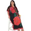 imageCaftans for Women Plus Size Polyester Maxi Beach Dresses Bathing Suit Cover Up Long Kaftan Swimsuit Coverup House DressBlack Floral
