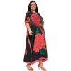 imageCaftans for Women Plus Size Polyester Maxi Beach Dresses Bathing Suit Cover Up Long Kaftan Swimsuit Coverup House DressBlack Floral