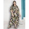 imageCaftans for Women Plus Size Polyester Maxi Beach Dresses Bathing Suit Cover Up Long Kaftan Swimsuit Coverup House DressBlack Leaf