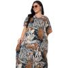imageCaftans for Women Plus Size Polyester Maxi Beach Dresses Bathing Suit Cover Up Long Kaftan Swimsuit Coverup House DressBlack Tropical Leaf