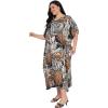 imageCaftans for Women Plus Size Polyester Maxi Beach Dresses Bathing Suit Cover Up Long Kaftan Swimsuit Coverup House DressBlack Tropical Leaf