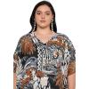 imageCaftans for Women Plus Size Polyester Maxi Beach Dresses Bathing Suit Cover Up Long Kaftan Swimsuit Coverup House DressBlack Tropical Leaf