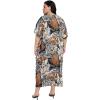 imageCaftans for Women Plus Size Polyester Maxi Beach Dresses Bathing Suit Cover Up Long Kaftan Swimsuit Coverup House DressBlack Tropical Leaf