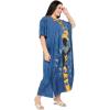 imageCaftans for Women Plus Size Polyester Maxi Beach Dresses Bathing Suit Cover Up Long Kaftan Swimsuit Coverup House DressBlue