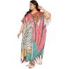 imageCaftans for Women Plus Size Polyester Maxi Beach Dresses Bathing Suit Cover Up Long Kaftan Swimsuit Coverup House DressCoral Pink