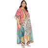 imageCaftans for Women Plus Size Polyester Maxi Beach Dresses Bathing Suit Cover Up Long Kaftan Swimsuit Coverup House DressCoral Pink