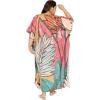 imageCaftans for Women Plus Size Polyester Maxi Beach Dresses Bathing Suit Cover Up Long Kaftan Swimsuit Coverup House DressCoral Pink
