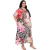 imageCaftans for Women Plus Size Polyester Maxi Beach Dresses Bathing Suit Cover Up Long Kaftan Swimsuit Coverup House DressMulti