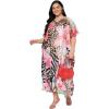 imageCaftans for Women Plus Size Polyester Maxi Beach Dresses Bathing Suit Cover Up Long Kaftan Swimsuit Coverup House DressMulti
