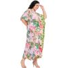 imageCaftans for Women Plus Size Polyester Maxi Beach Dresses Bathing Suit Cover Up Long Kaftan Swimsuit Coverup House DressMulti Leaf