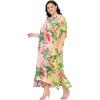 imageCaftans for Women Plus Size Polyester Maxi Beach Dresses Bathing Suit Cover Up Long Kaftan Swimsuit Coverup House DressMulti Leaf