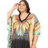 imageCaftans for Women Plus Size Polyester Maxi Beach Dresses Bathing Suit Cover Up Long Kaftan Swimsuit Coverup House DressMulti Plants