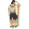 imageCaftans for Women Plus Size Polyester Maxi Beach Dresses Bathing Suit Cover Up Long Kaftan Swimsuit Coverup House DressMulti Plants