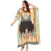 imageCaftans for Women Plus Size Polyester Maxi Beach Dresses Bathing Suit Cover Up Long Kaftan Swimsuit Coverup House DressMulti Plants