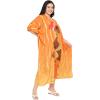 imageCaftans for Women Plus Size Polyester Maxi Beach Dresses Bathing Suit Cover Up Long Kaftan Swimsuit Coverup House DressOrange
