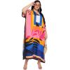 imageCaftans for Women Plus Size Polyester Maxi Beach Dresses Bathing Suit Cover Up Long Kaftan Swimsuit Coverup House DressPink