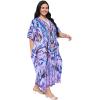 imageCaftans for Women Plus Size Polyester Maxi Beach Dresses Bathing Suit Cover Up Long Kaftan Swimsuit Coverup House DressPurple