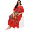 imageCaftans for Women Plus Size Polyester Maxi Beach Dresses Bathing Suit Cover Up Long Kaftan Swimsuit Coverup House DressRed Lady Tribal