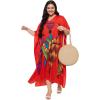 imageCaftans for Women Plus Size Polyester Maxi Beach Dresses Bathing Suit Cover Up Long Kaftan Swimsuit Coverup House DressRed Lady Tribal